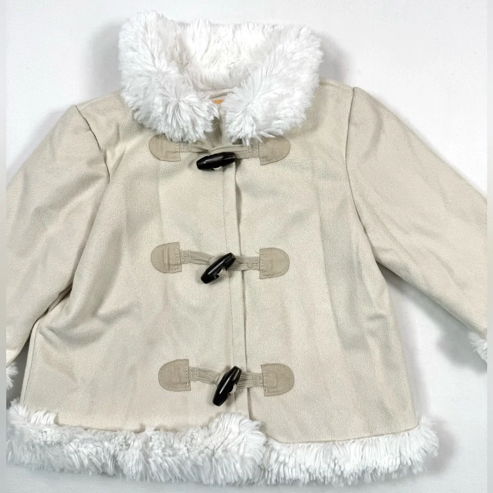 GYMBOREE Baby Girl Faux Suede Toggle Coat 6-12M Cozy‎ Winter Cottagecore Preppy